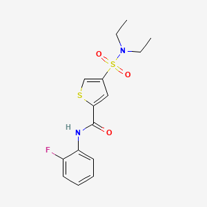 molecular formula C15H17FN2O3S2 B5528386 4-[(diethylamino)sulfonyl]-N-(2-fluorophenyl)-2-thiophenecarboxamide 