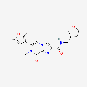 molecular formula C19H22N4O4 B5528403 6-(2,5-dimethyl-3-furyl)-7-methyl-8-oxo-N-(tetrahydrofuran-3-ylmethyl)-7,8-dihydroimidazo[1,2-a]pyrazine-2-carboxamide 