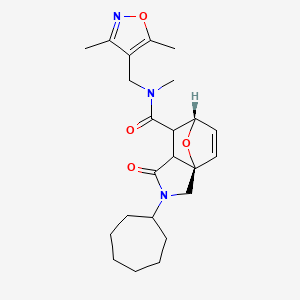 molecular formula C23H31N3O4 B5528414 (3aR*,6S*)-2-cycloheptyl-N-[(3,5-dimethylisoxazol-4-yl)methyl]-N-methyl-1-oxo-1,2,3,6,7,7a-hexahydro-3a,6-epoxyisoindole-7-carboxamide 