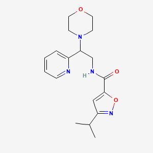 molecular formula C18H24N4O3 B5528459 3-isopropyl-N-[2-(4-morpholinyl)-2-(2-pyridinyl)ethyl]-5-isoxazolecarboxamide 