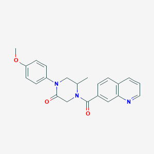 molecular formula C22H21N3O3 B5528470 1-(4-methoxyphenyl)-5-methyl-4-(7-quinolinylcarbonyl)-2-piperazinone 