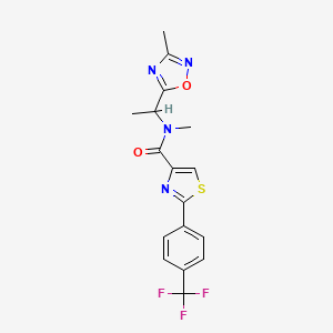 molecular formula C17H15F3N4O2S B5528506 N-methyl-N-[1-(3-methyl-1,2,4-oxadiazol-5-yl)ethyl]-2-[4-(trifluoromethyl)phenyl]-1,3-thiazole-4-carboxamide 