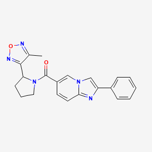 molecular formula C21H19N5O2 B5528518 6-{[2-(4-methyl-1,2,5-oxadiazol-3-yl)pyrrolidin-1-yl]carbonyl}-2-phenylimidazo[1,2-a]pyridine 