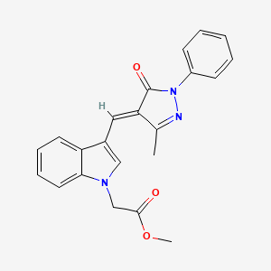 molecular formula C22H19N3O3 B5528524 methyl {3-[(3-methyl-5-oxo-1-phenyl-1,5-dihydro-4H-pyrazol-4-ylidene)methyl]-1H-indol-1-yl}acetate 