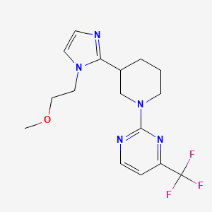 molecular formula C16H20F3N5O B5528531 2-{3-[1-(2-methoxyethyl)-1H-imidazol-2-yl]-1-piperidinyl}-4-(trifluoromethyl)pyrimidine 