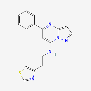 molecular formula C17H15N5S B5528542 5-phenyl-N-[2-(1,3-thiazol-4-yl)ethyl]pyrazolo[1,5-a]pyrimidin-7-amine 