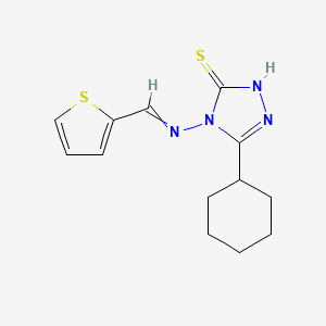 molecular formula C13H16N4S2 B5528594 5-cyclohexyl-4-[(2-thienylmethylene)amino]-4H-1,2,4-triazole-3-thiol 