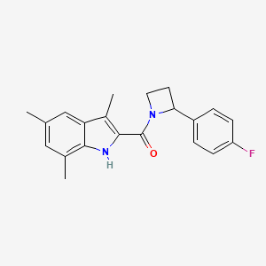 molecular formula C21H21FN2O B5528630 2-{[2-(4-fluorophenyl)-1-azetidinyl]carbonyl}-3,5,7-trimethyl-1H-indole 