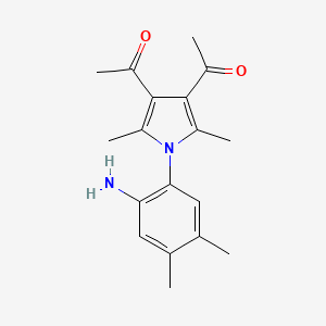 molecular formula C18H22N2O2 B5528638 1,1'-[1-(2-amino-4,5-dimethylphenyl)-2,5-dimethyl-1H-pyrrole-3,4-diyl]diethanone 