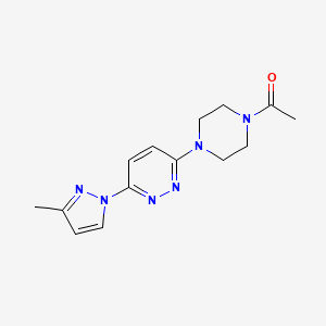 molecular formula C14H18N6O B5528758 3-(4-acetyl-1-piperazinyl)-6-(3-methyl-1H-pyrazol-1-yl)pyridazine 