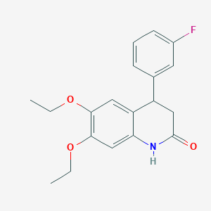molecular formula C19H20FNO3 B5528762 6,7-diethoxy-4-(3-fluorophenyl)-3,4-dihydro-2(1H)-quinolinone 