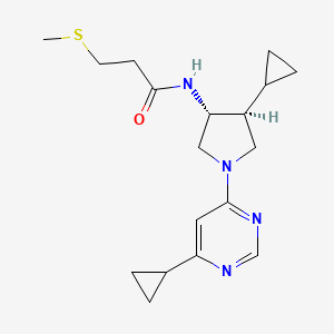 molecular formula C18H26N4OS B5528782 N-[rel-(3R,4S)-4-cyclopropyl-1-(6-cyclopropyl-4-pyrimidinyl)-3-pyrrolidinyl]-3-(methylthio)propanamide hydrochloride 