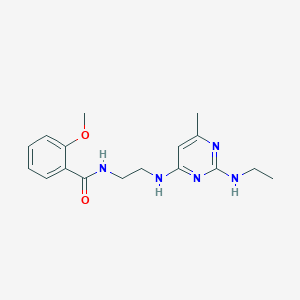 molecular formula C17H23N5O2 B5528862 N-(2-{[2-(ethylamino)-6-methyl-4-pyrimidinyl]amino}ethyl)-2-methoxybenzamide 