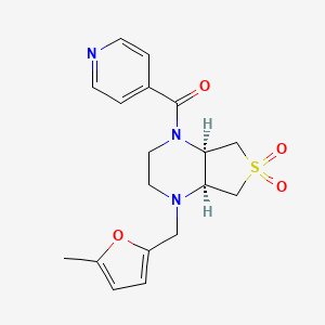 molecular formula C18H21N3O4S B5528906 (4aS*,7aR*)-1-isonicotinoyl-4-[(5-methyl-2-furyl)methyl]octahydrothieno[3,4-b]pyrazine 6,6-dioxide 