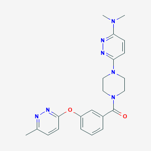 molecular formula C22H25N7O2 B5528983 N,N-dimethyl-6-(4-{3-[(6-methyl-3-pyridazinyl)oxy]benzoyl}-1-piperazinyl)-3-pyridazinamine 