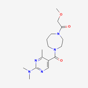 molecular formula C16H25N5O3 B5529019 5-{[4-(methoxyacetyl)-1,4-diazepan-1-yl]carbonyl}-N,N,4-trimethyl-2-pyrimidinamine 