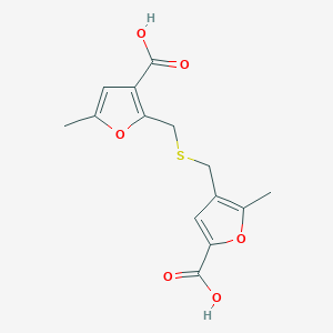 molecular formula C14H14O6S B5529053 4-({[(3-carboxy-5-methyl-2-furyl)methyl]thio}methyl)-5-methyl-2-furoic acid 