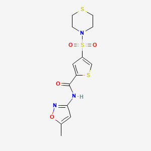 molecular formula C13H15N3O4S3 B5529064 N-(5-methyl-3-isoxazolyl)-4-(4-thiomorpholinylsulfonyl)-2-thiophenecarboxamide 