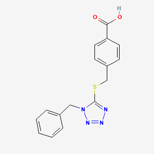 molecular formula C16H14N4O2S B5529078 4-{[(1-benzyl-1H-tetrazol-5-yl)thio]methyl}benzoic acid 