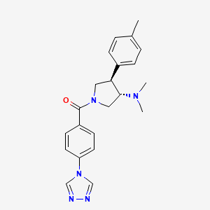 molecular formula C22H25N5O B5529107 (3S*,4R*)-N,N-dimethyl-4-(4-methylphenyl)-1-[4-(4H-1,2,4-triazol-4-yl)benzoyl]-3-pyrrolidinamine 