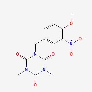 molecular formula C13H14N4O6 B5529113 1-(4-methoxy-3-nitrobenzyl)-3,5-dimethyl-1,3,5-triazinane-2,4,6-trione 