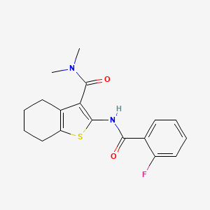 molecular formula C18H19FN2O2S B5529124 2-[(2-fluorobenzoyl)amino]-N,N-dimethyl-4,5,6,7-tetrahydro-1-benzothiophene-3-carboxamide 