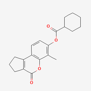 molecular formula C20H22O4 B5529125 6-methyl-4-oxo-1,2,3,4-tetrahydrocyclopenta[c]chromen-7-yl cyclohexanecarboxylate 