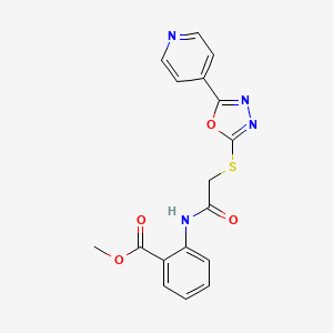 molecular formula C17H14N4O4S B5529131 methyl 2-[({[5-(4-pyridinyl)-1,3,4-oxadiazol-2-yl]thio}acetyl)amino]benzoate 