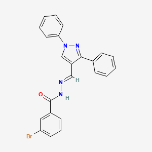 molecular formula C23H17BrN4O B5529144 3-bromo-N'-[(1,3-diphenyl-1H-pyrazol-4-yl)methylene]benzohydrazide 