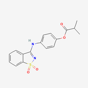 molecular formula C17H16N2O4S B5529192 4-[(1,1-二氧化-1,2-苯并异噻唑-3-基)氨基]苯基 2-甲基丙酸酯 