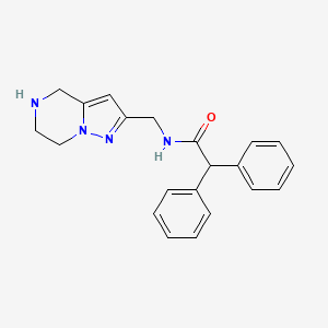 molecular formula C21H22N4O B5529212 2,2-diphenyl-N-(4,5,6,7-tetrahydropyrazolo[1,5-a]pyrazin-2-ylmethyl)acetamide hydrochloride 