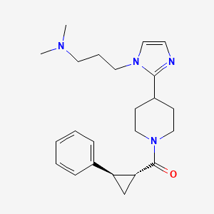 molecular formula C23H32N4O B5529226 N,N-dimethyl-3-[2-(1-{[(1R*,2R*)-2-phenylcyclopropyl]carbonyl}piperidin-4-yl)-1H-imidazol-1-yl]propan-1-amine 