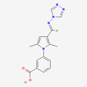 molecular formula C16H15N5O2 B5529263 3-{2,5-dimethyl-3-[(4H-1,2,4-triazol-4-ylimino)methyl]-1H-pyrrol-1-yl}benzoic acid 