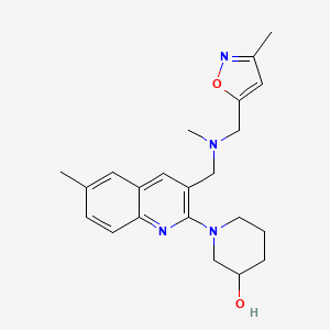 molecular formula C22H28N4O2 B5529290 1-[6-methyl-3-({methyl[(3-methyl-5-isoxazolyl)methyl]amino}methyl)-2-quinolinyl]-3-piperidinol 