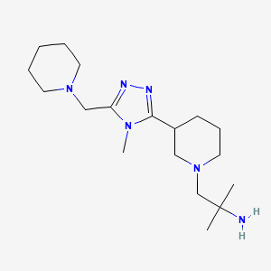 molecular formula C18H34N6 B5529296 (1,1-dimethyl-2-{3-[4-methyl-5-(1-piperidinylmethyl)-4H-1,2,4-triazol-3-yl]-1-piperidinyl}ethyl)amine dihydrochloride 