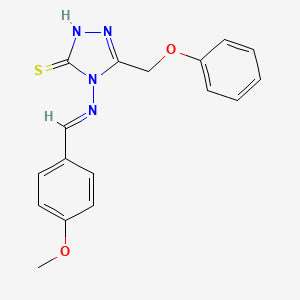 molecular formula C17H16N4O2S B5529307 4-[(4-methoxybenzylidene)amino]-5-(phenoxymethyl)-4H-1,2,4-triazole-3-thiol 