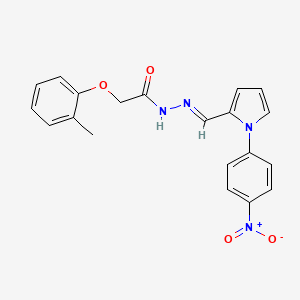 molecular formula C20H18N4O4 B5529321 2-(2-methylphenoxy)-N'-{[1-(4-nitrophenyl)-1H-pyrrol-2-yl]methylene}acetohydrazide 