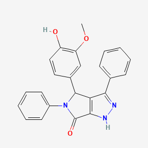 molecular formula C24H19N3O3 B5529330 4-(4-hydroxy-3-methoxyphenyl)-3,5-diphenyl-4,5-dihydropyrrolo[3,4-c]pyrazol-6(1H)-one 