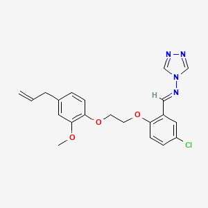 molecular formula C21H21ClN4O3 B5529362 N-{2-[2-(4-allyl-2-methoxyphenoxy)ethoxy]-5-chlorobenzylidene}-4H-1,2,4-triazol-4-amine 