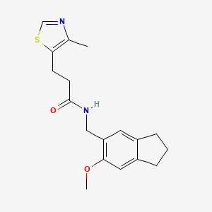 molecular formula C18H22N2O2S B5529380 N-[(6-methoxy-2,3-dihydro-1H-inden-5-yl)methyl]-3-(4-methyl-1,3-thiazol-5-yl)propanamide 