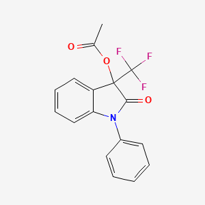 molecular formula C17H12F3NO3 B5529385 2-oxo-1-phenyl-3-(trifluoromethyl)-2,3-dihydro-1H-indol-3-yl acetate 