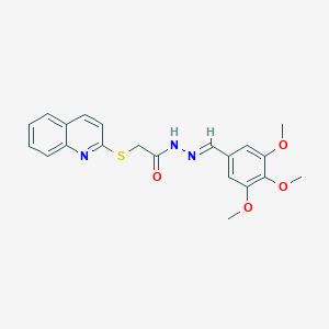 molecular formula C21H21N3O4S B5529451 2-(2-quinolinylthio)-N'-(3,4,5-trimethoxybenzylidene)acetohydrazide 