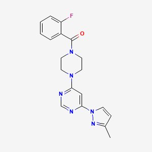 molecular formula C19H19FN6O B5529463 4-[4-(2-fluorobenzoyl)-1-piperazinyl]-6-(3-methyl-1H-pyrazol-1-yl)pyrimidine 