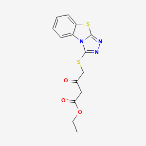 molecular formula C14H13N3O3S2 B5529487 ethyl 3-oxo-4-([1,2,4]triazolo[3,4-b][1,3]benzothiazol-3-ylthio)butanoate 