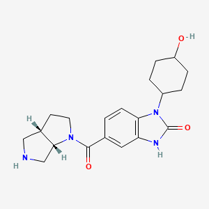 molecular formula C20H26N4O3 B5529495 5-[rel-(3aS,6aS)-hexahydropyrrolo[3,4-b]pyrrol-1(2H)-ylcarbonyl]-1-(trans-4-hydroxycyclohexyl)-1,3-dihydro-2H-benzimidazol-2-one hydrochloride 