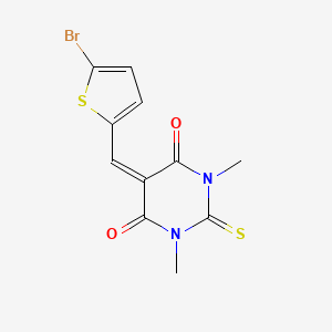 molecular formula C11H9BrN2O2S2 B5529507 5-[(5-bromo-2-thienyl)methylene]-1,3-dimethyl-2-thioxodihydro-4,6(1H,5H)-pyrimidinedione 