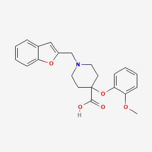 molecular formula C22H23NO5 B5529518 1-(1-benzofuran-2-ylmethyl)-4-(2-methoxyphenoxy)piperidine-4-carboxylic acid 