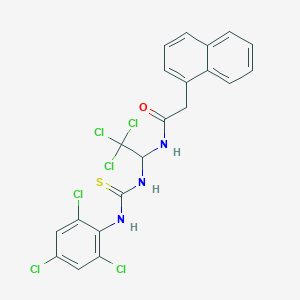 molecular formula C21H15Cl6N3OS B5529519 2-(1-naphthyl)-N-[2,2,2-trichloro-1-({[(2,4,6-trichlorophenyl)amino]carbonothioyl}amino)ethyl]acetamide 