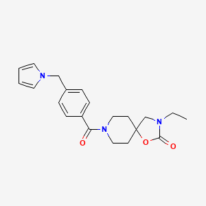 molecular formula C21H25N3O3 B5529537 3-ethyl-8-[4-(1H-pyrrol-1-ylmethyl)benzoyl]-1-oxa-3,8-diazaspiro[4.5]decan-2-one 