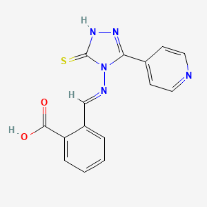 molecular formula C15H11N5O2S B5529544 2-({[3-mercapto-5-(4-pyridinyl)-4H-1,2,4-triazol-4-yl]imino}methyl)benzoic acid 